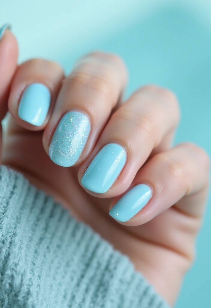 50 Blue Acrylic Nail Ideas for Cool: Depth-Defying Depths - 14. Frosted Ocean