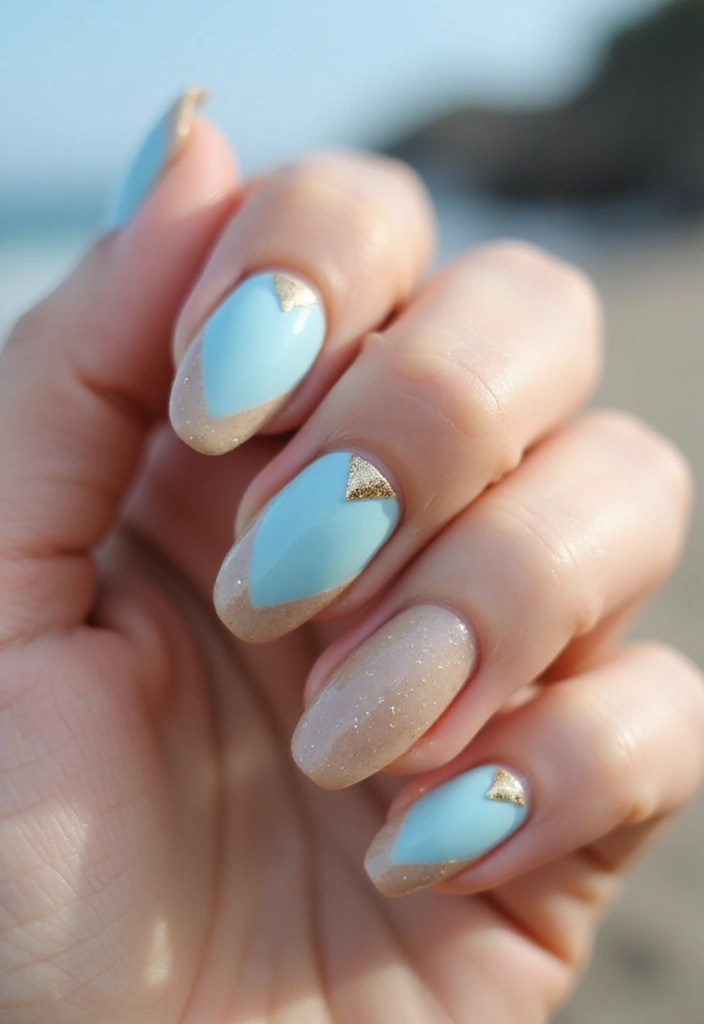 50 Blue Acrylic Nail Ideas for Cool: Depth-Defying Depths - 18. Coastal Chic