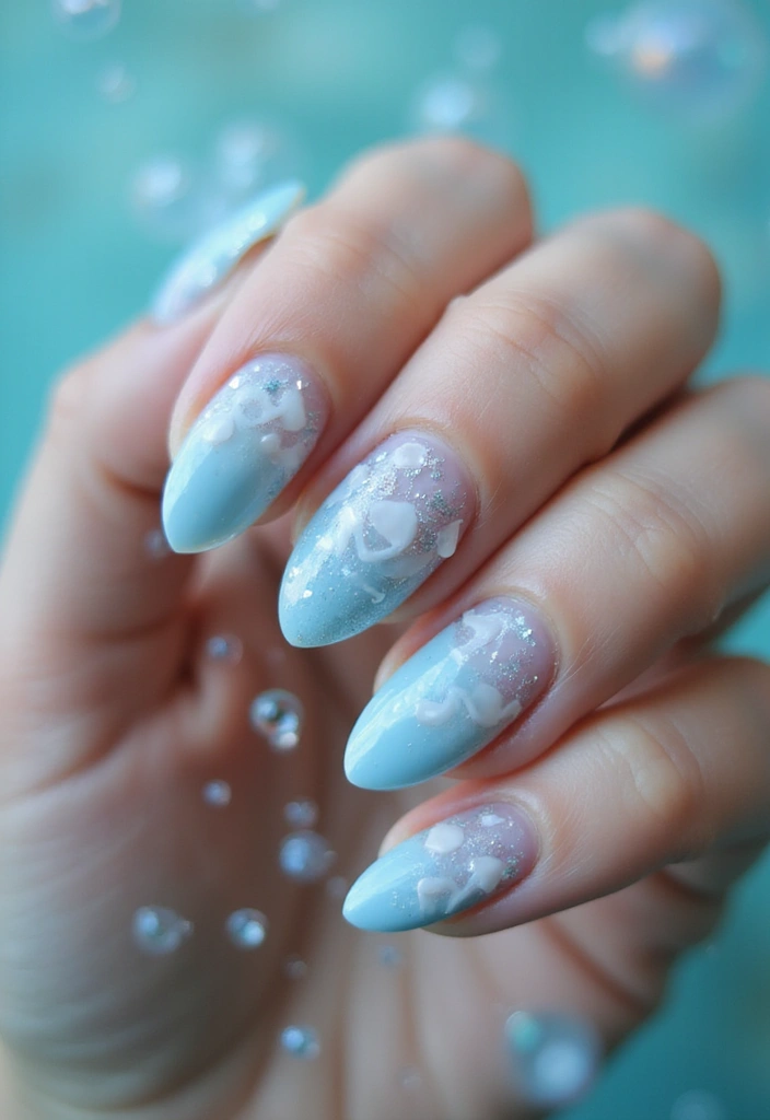 50 Blue Acrylic Nail Ideas for Cool: Depth-Defying Depths - 19. Jellyfish Swirls