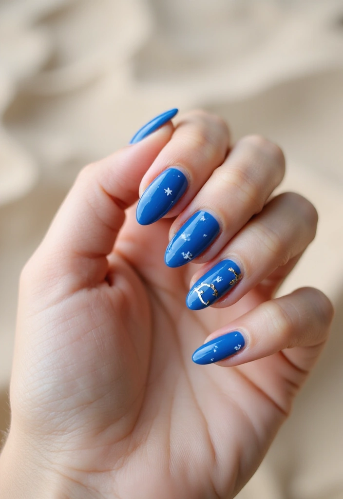 50 Blue Acrylic Nail Ideas for Cool: Depth-Defying Depths - 21. Nautical Themed Anchor
