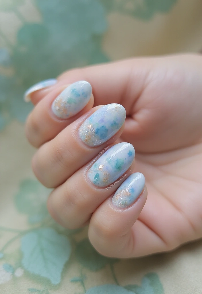 50 Blue Acrylic Nail Ideas for Cool: Depth-Defying Depths - 27. Watercolor Blue