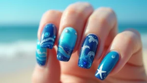50 Blue Acrylic Nail Ideas for Cool: Depth-Defying Depths
