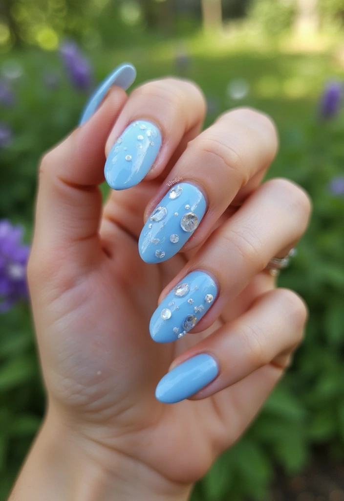 50 Blue Acrylic Nail Ideas for Cool: Depth-Defying Depths - 35. Splashy Water Droplets