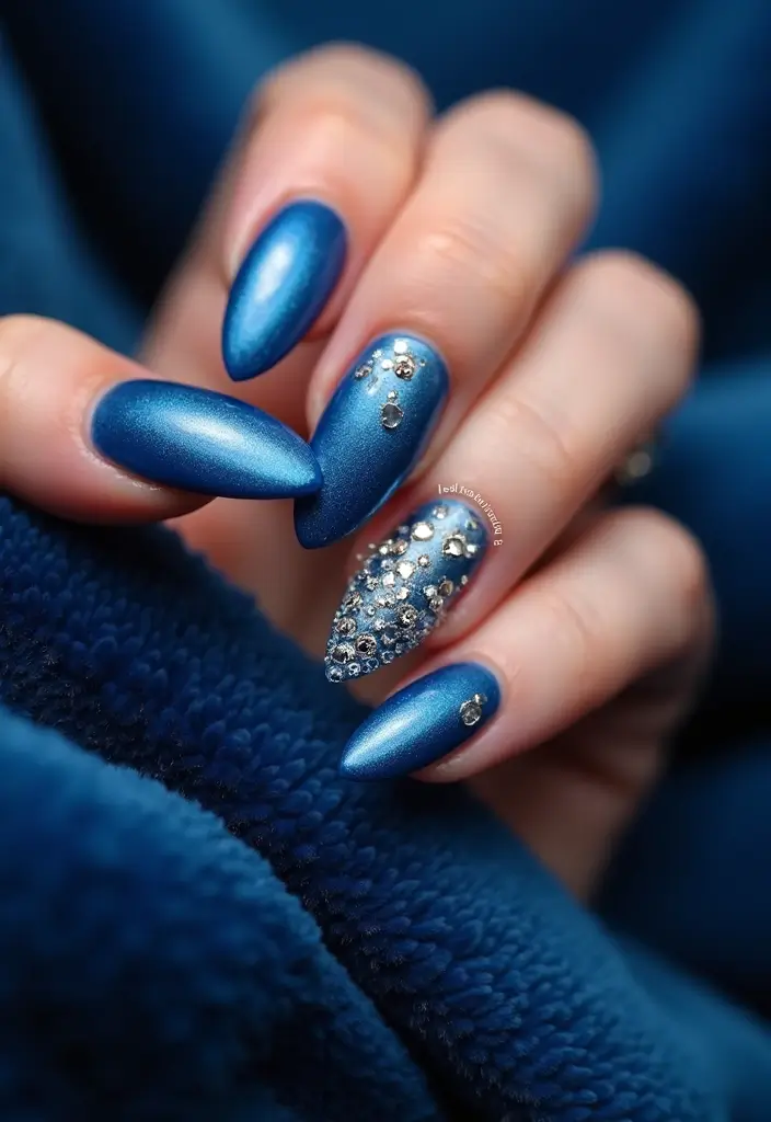 50 Blue Acrylic Nail Ideas for Cool: Depth-Defying Depths - 43. Sapphire Elegance