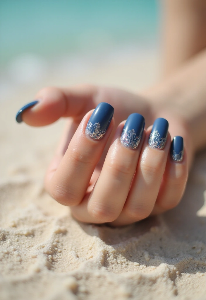 50 Blue Acrylic Nail Ideas for Cool: Depth-Defying Depths - 8. Seafoam French Tips