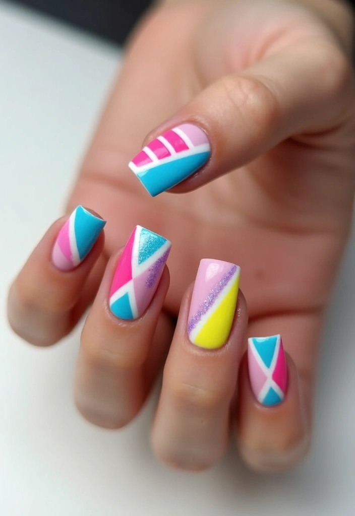 50 Classic Square Nail Ideas for Timeless Geometric Appeal - 12. Artistic Triangles