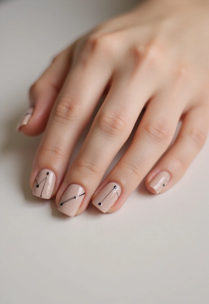 50 Classic Square Nail Ideas for Timeless Geometric Appeal - 2. Minimalist Lines and Dots
