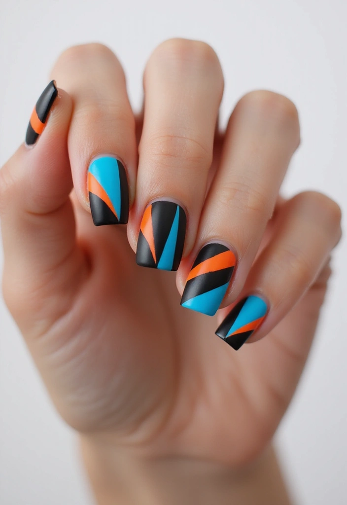50 Classic Square Nail Ideas for Timeless Geometric Appeal - 23. Angular Patterns