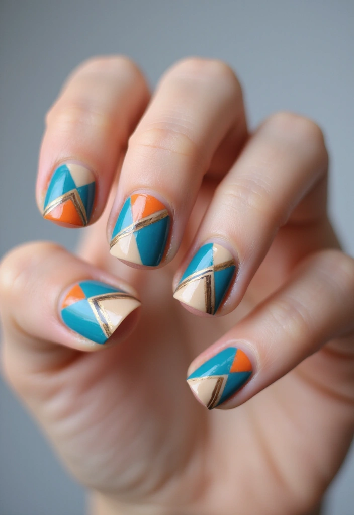 50 Classic Square Nail Ideas for Timeless Geometric Appeal - 27. Intersecting Lines