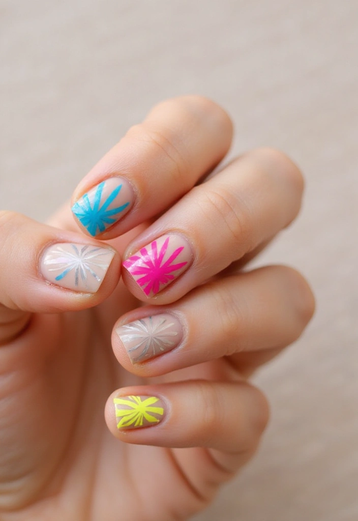 50 Classic Square Nail Ideas for Timeless Geometric Appeal - 28. Radiating Geometric Shapes
