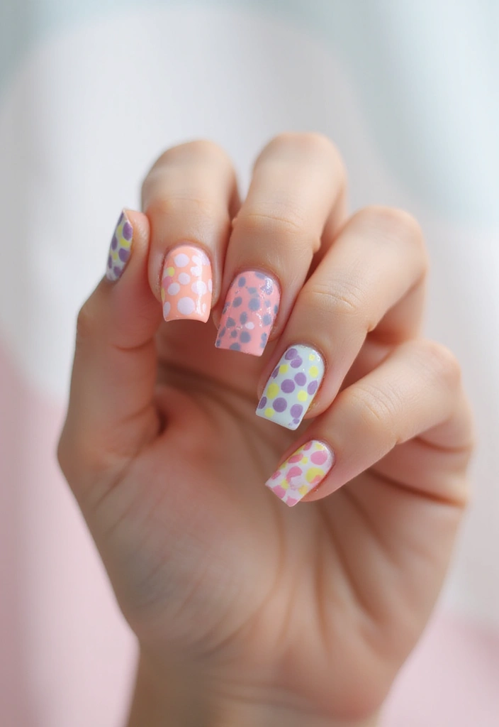 50 Classic Square Nail Ideas for Timeless Geometric Appeal - 35. Playful Polka Dots