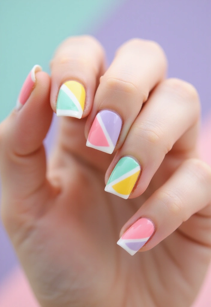 50 Classic Square Nail Ideas for Timeless Geometric Appeal - 44. Playful Triangles