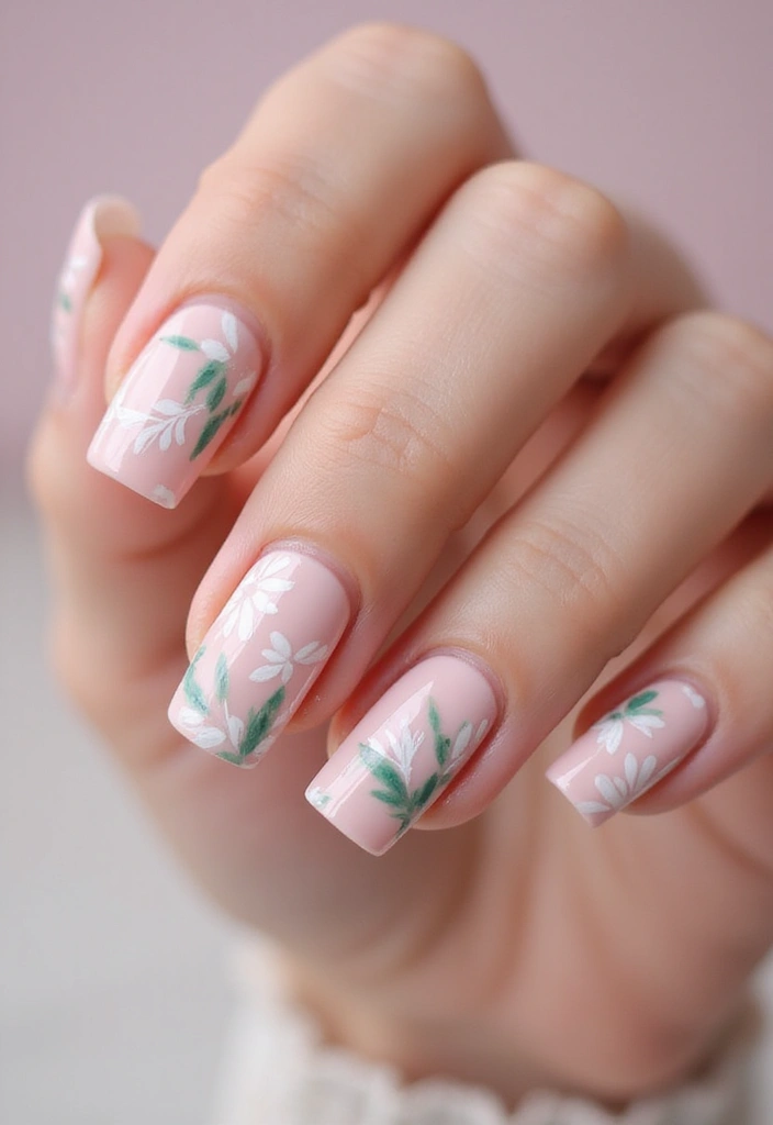 50 Classic Square Nail Ideas for Timeless Geometric Appeal - 6. Geometric Florals