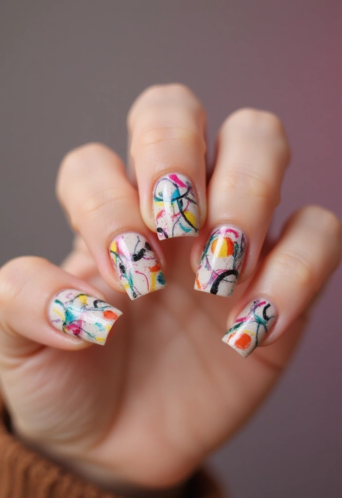 50 Classic Square Nail Ideas for Timeless Geometric Appeal - 8. Abstract Art