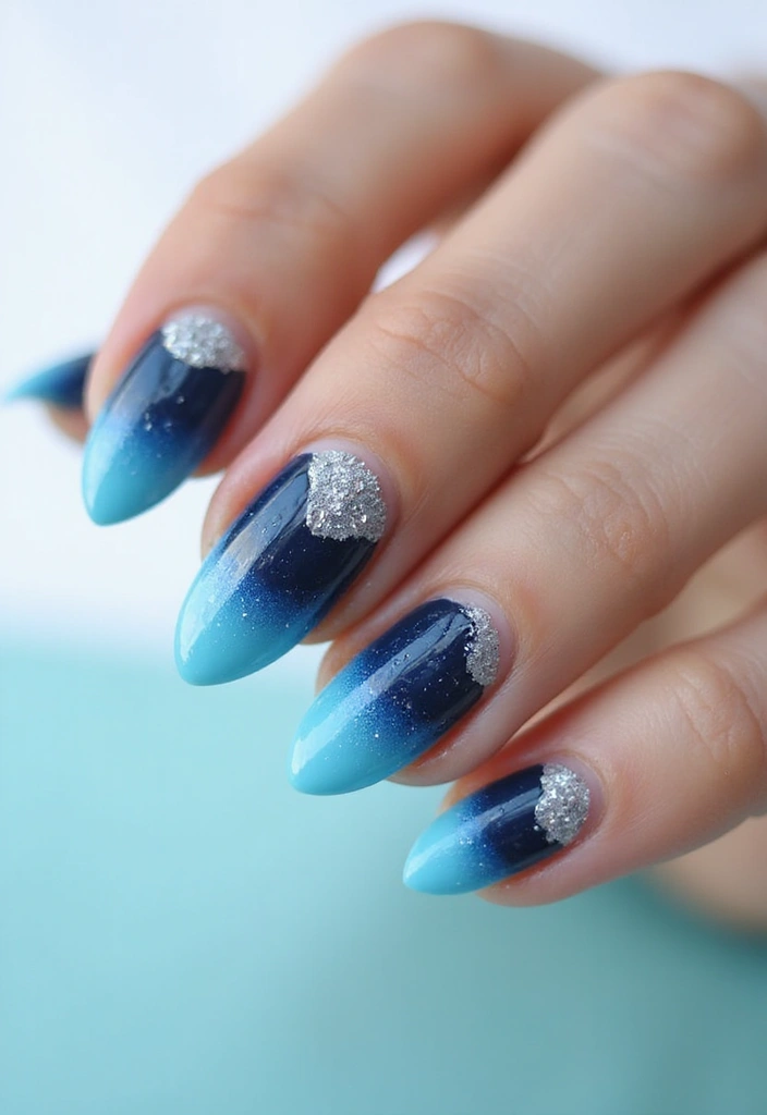 50 Cool Blue Nail Ideas for Tranquil - 1. Ocean Wave Ombre