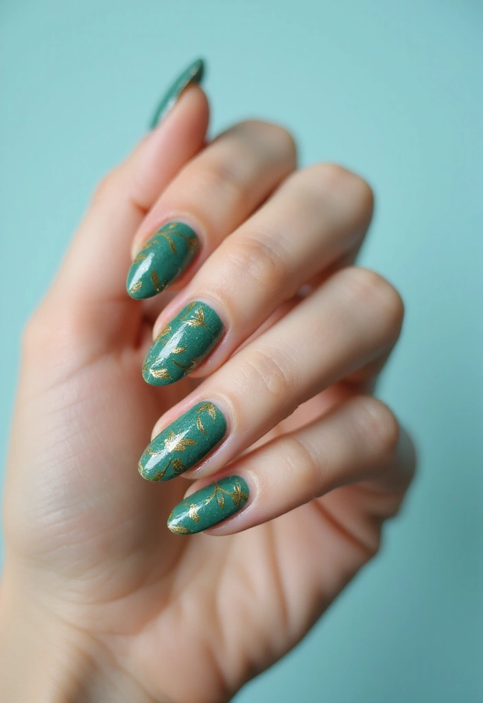 50 Cool Blue Nail Ideas for Tranquil - 10. Tropical Leaves