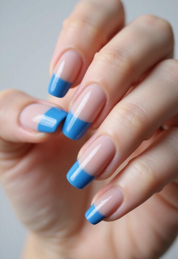 50 Cool Blue Nail Ideas for Tranquil - 11. Glossy Blue Tips