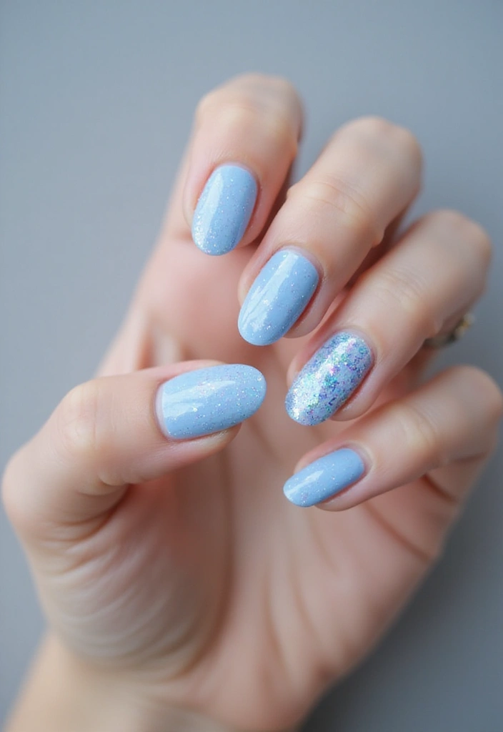 50 Cool Blue Nail Ideas for Tranquil - 12. Iced Blue Glitter