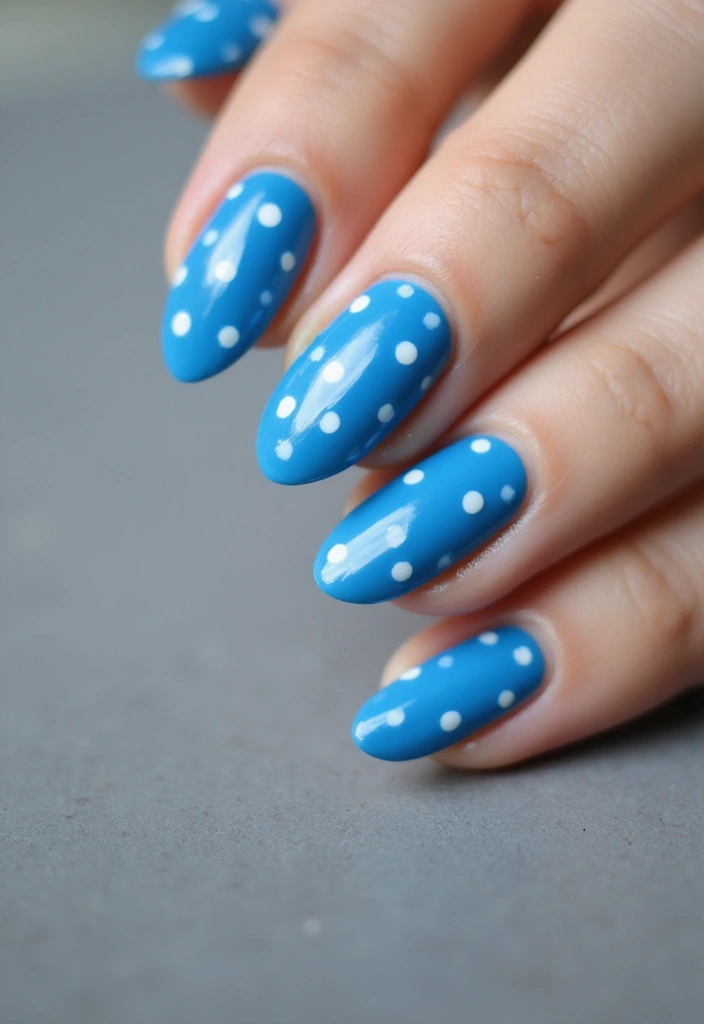 50 Cool Blue Nail Ideas for Tranquil - 13. Blue Dotted Detailing