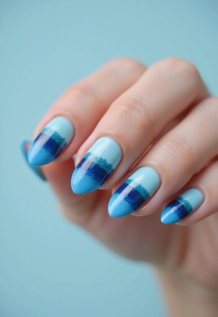 50 Cool Blue Nail Ideas for Tranquil - 24. Sky and Ocean Nails