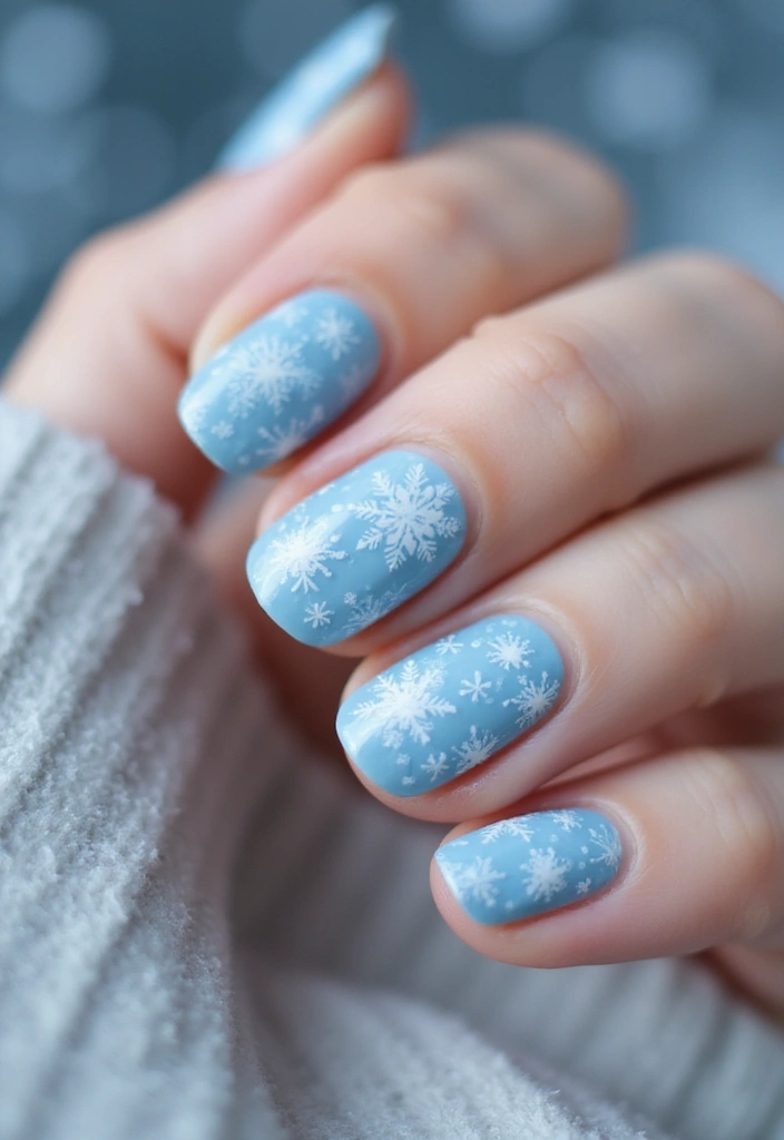 50 Cool Blue Nail Ideas for Tranquil - 25. Winter Wonderland