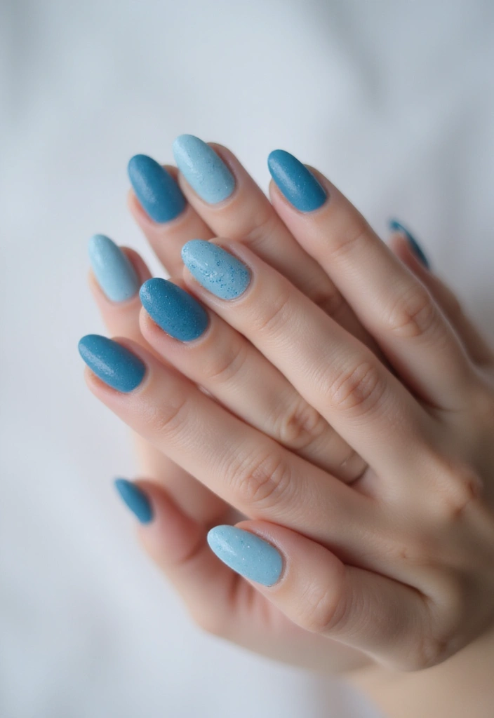 50 Cool Blue Nail Ideas for Tranquil - 30. Frosted Ocean Blues