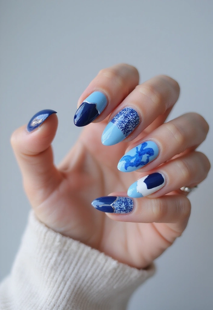 50 Cool Blue Nail Ideas for Tranquil - 35. Abstract Blue Forms