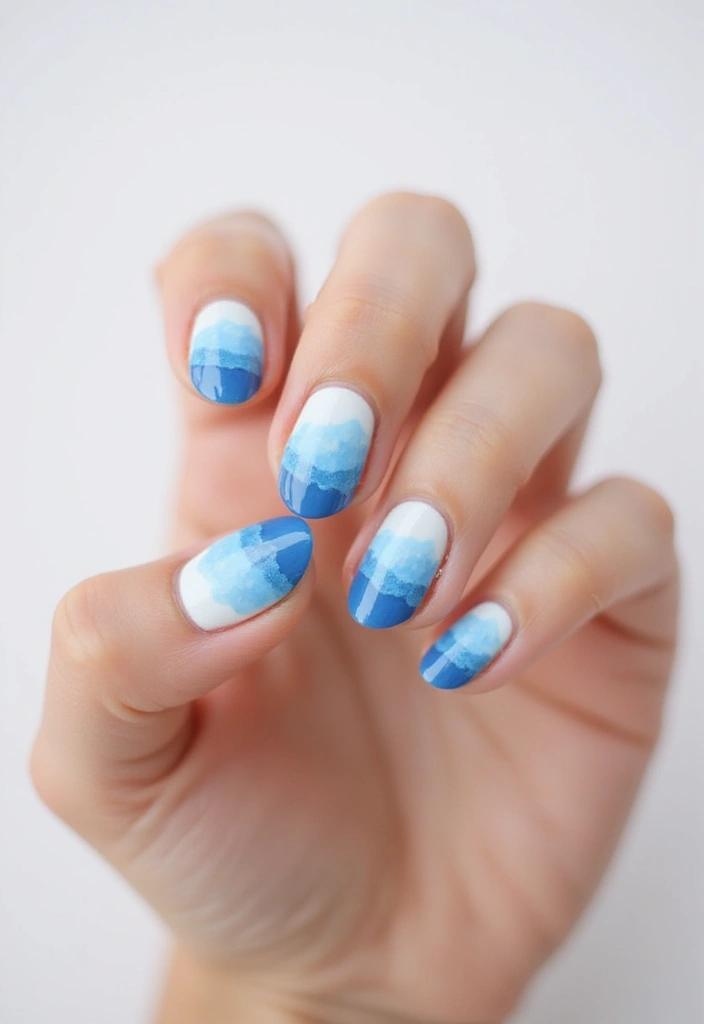50 Cool Blue Nail Ideas for Tranquil - 42. Peaceful Water Ripples