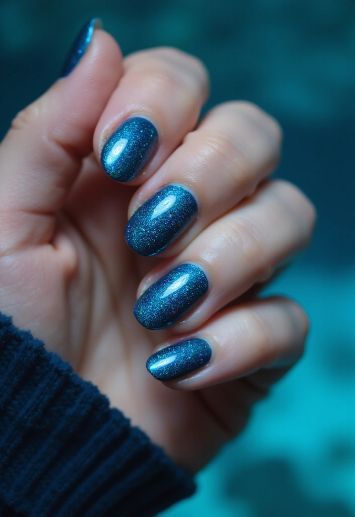 50 Cool Blue Nail Ideas for Tranquil - 43. Deep Sea Dreams