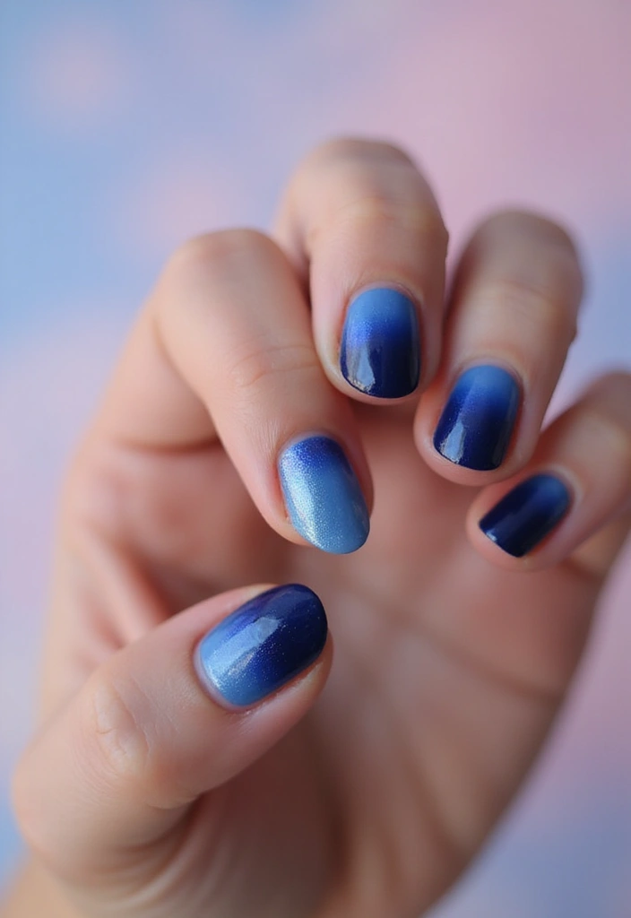 50 Cool Blue Nail Ideas for Tranquil - 44. Blue Horizon