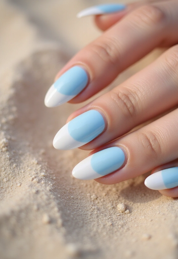 50 Cool Blue Nail Ideas for Tranquil - 45. Ocean Foam Tips
