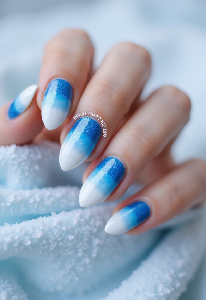 50 Cool Blue Nail Ideas for Tranquil - 46. Glacial Blue Mix