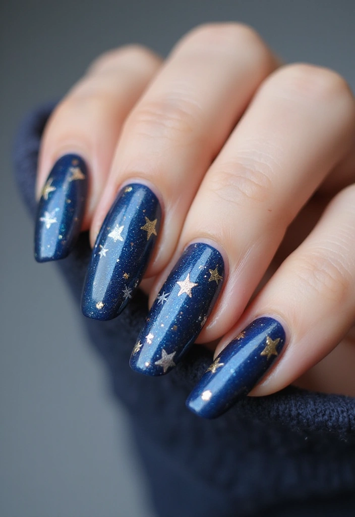 50 Cool Blue Nail Ideas for Tranquil - 47. Blue Starry Night