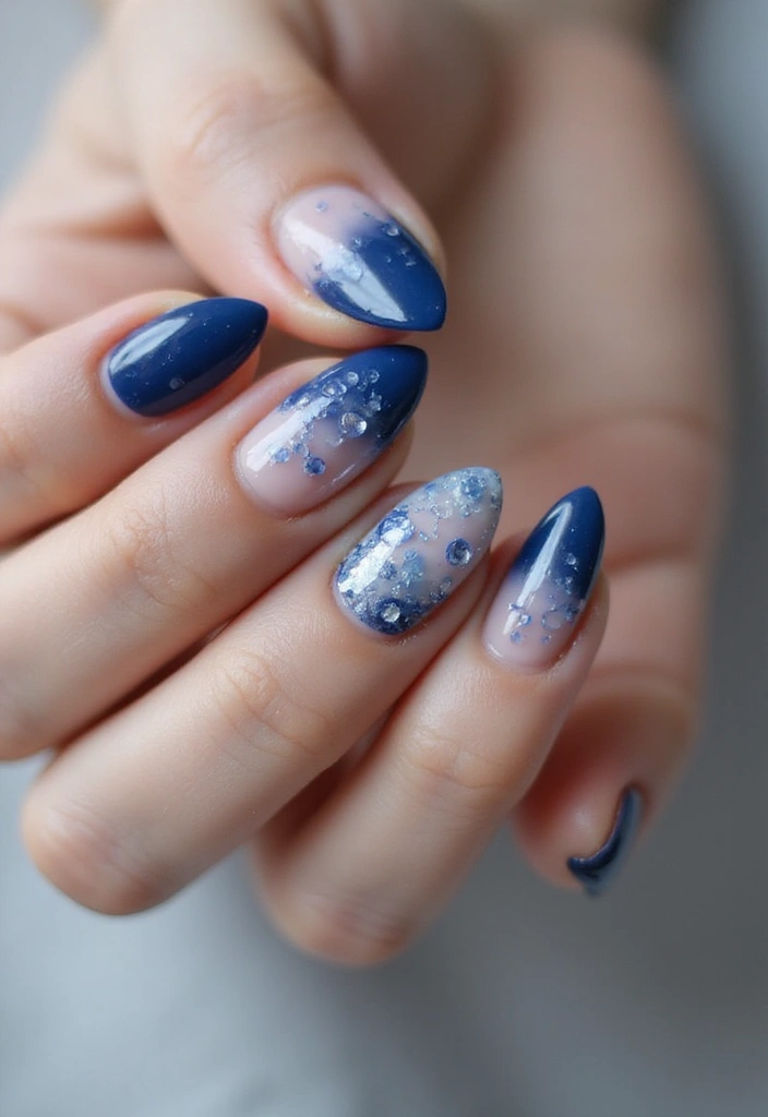 50 Cool Blue Nail Ideas for Tranquil - 50. Serene Water Droplets