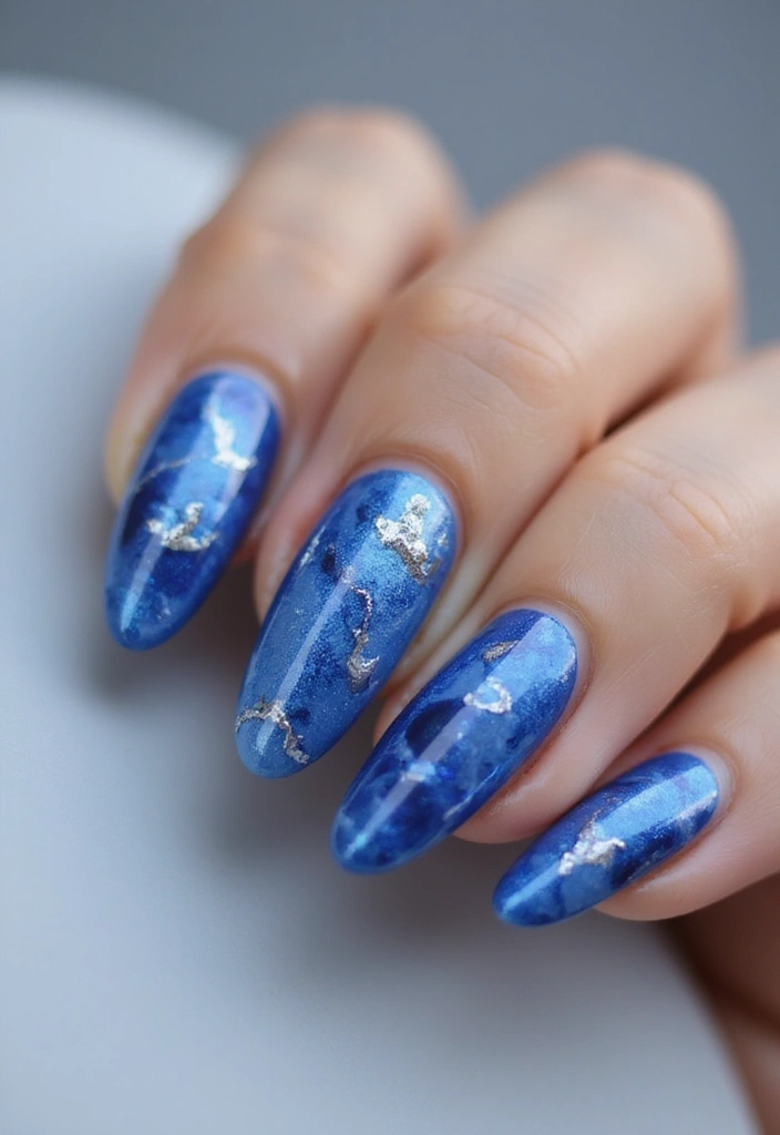 50 Cool Blue Nail Ideas for Tranquil - 9. Blue Marble Effect