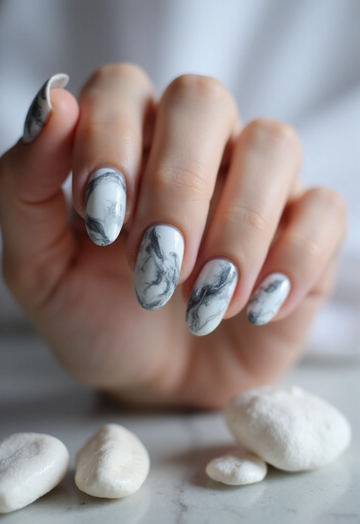 50 Creative Nail Art Design Ideas for Explosive Artistic Expression - 13. Marble Effects with Eco-Friendly Tools