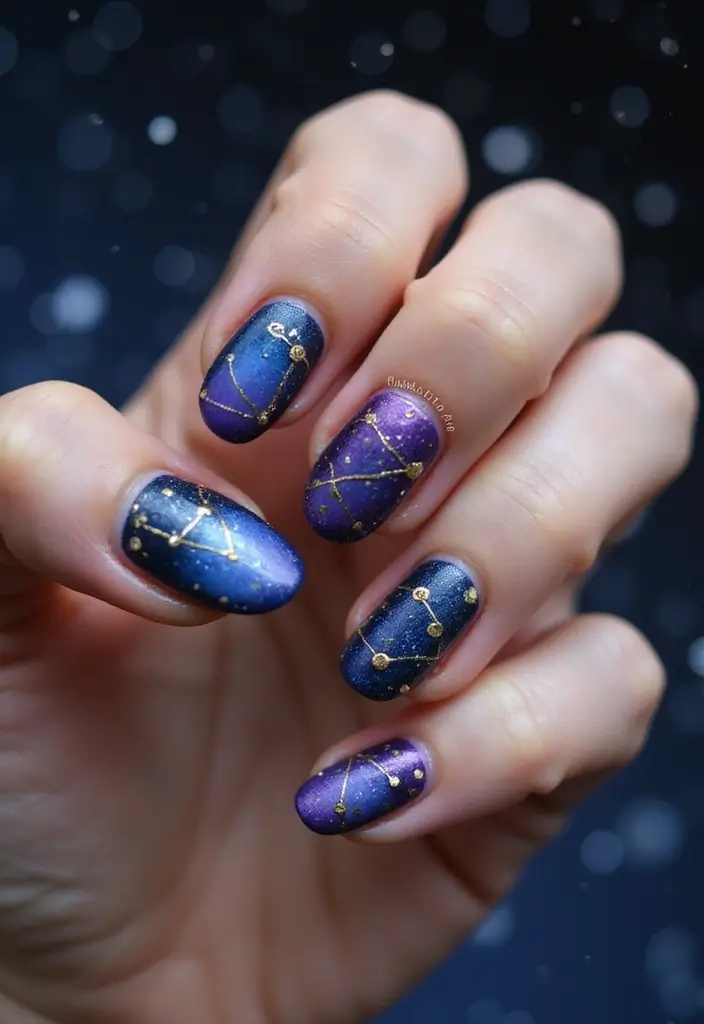 50 Creative Nail Art Design Ideas for Explosive Artistic Expression - 14. Astrology-Inspired Nail Art