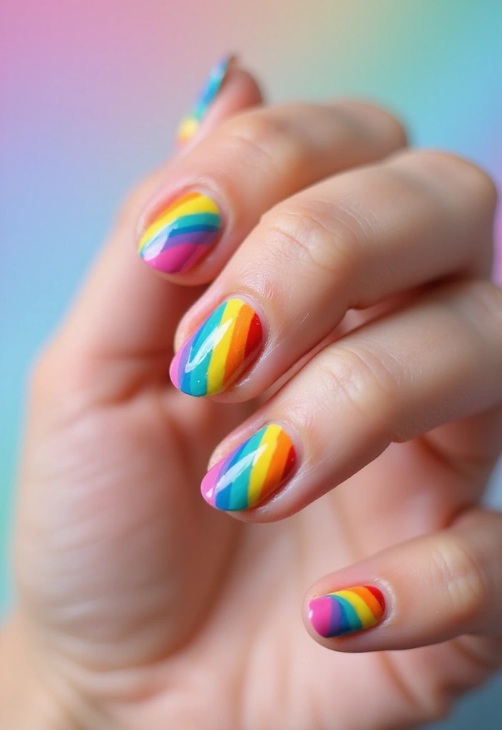 50 Creative Nail Art Design Ideas for Explosive Artistic Expression - 15. Celebration of Colors: Rainbow Nail Art