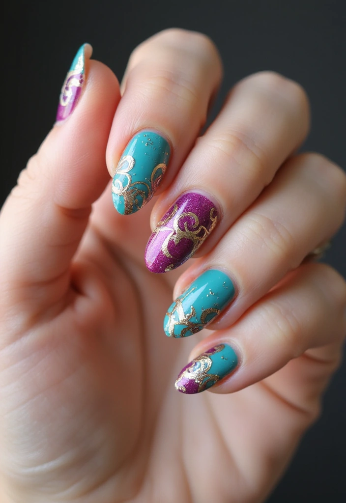 50 Creative Nail Art Design Ideas for Explosive Artistic Expression - 21. Artistic Swirls with Organic Paints