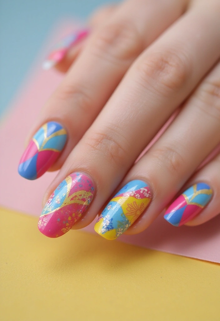 50 Creative Nail Art Design Ideas for Explosive Artistic Expression - 38. Patchwork Nail Art