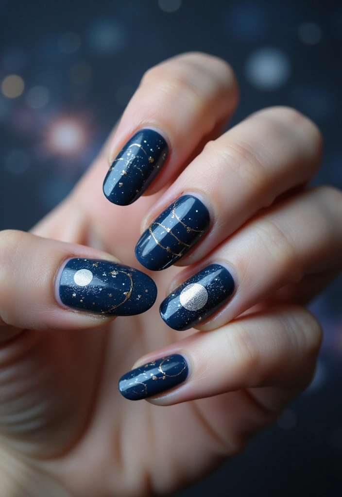 50 Creative Nail Art Design Ideas for Explosive Artistic Expression - 40. Celestial Nail Art
