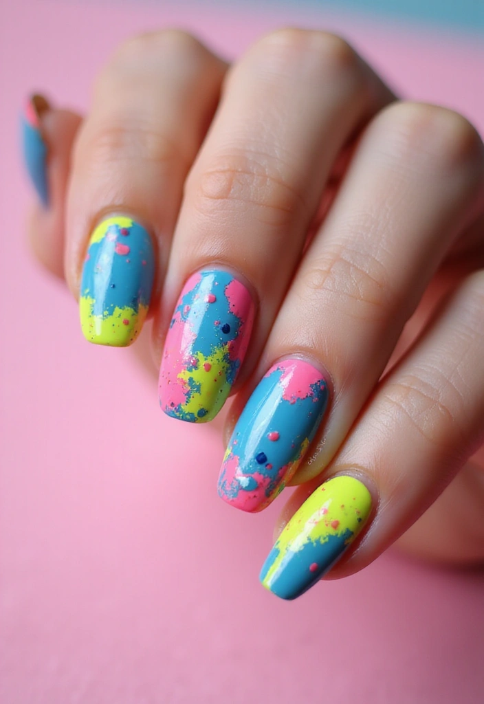 50 Creative Nail Art Design Ideas for Explosive Artistic Expression - 47. Artful Splatter Techniques
