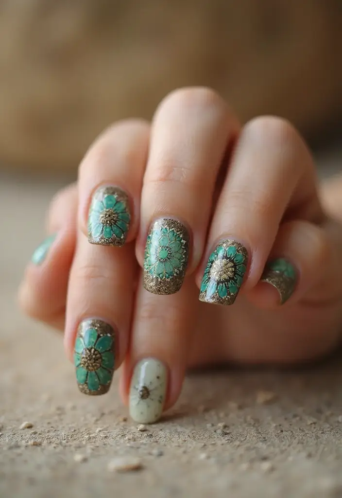 50 Creative Nail Art Design Ideas for Explosive Artistic Expression - 7. Nature-Inspired Mandalas