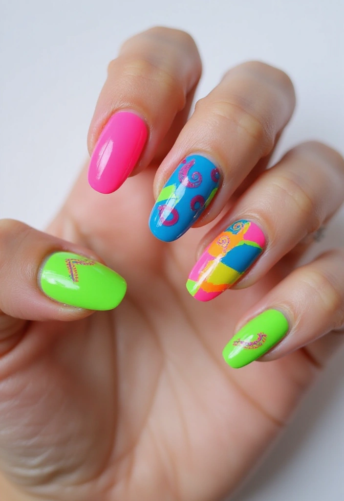 50 Creative Nail Ideas for Every Mood - 26. Daring Neon
