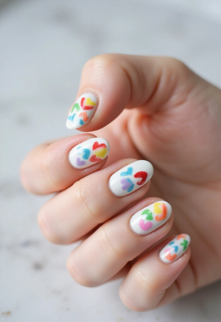50 Creative Nail Ideas for Every Mood - 35. Rainbow Hearts