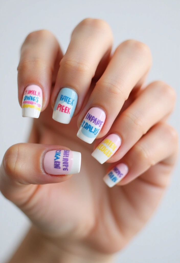 50 Creative Nail Ideas for Every Mood - 39. Colorful Quotes