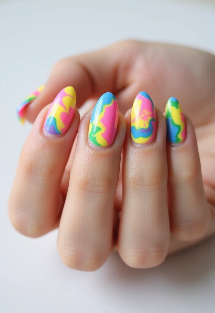 50 Creative Nail Ideas for Every Mood - 45. Rainbow Marble