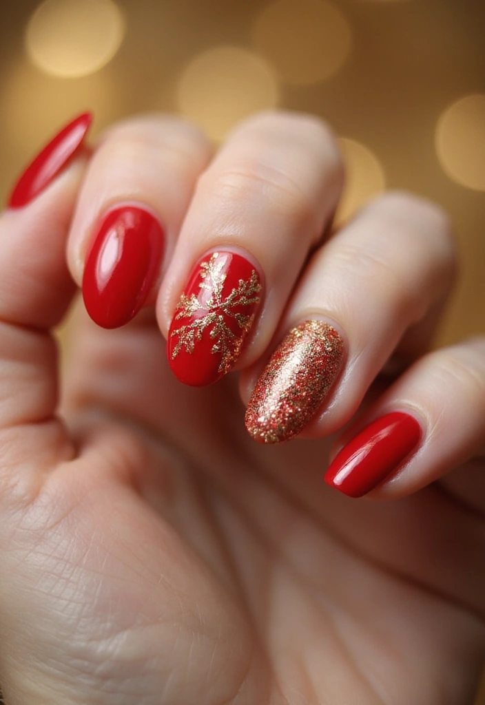 50 Creative Nail Ideas for Every Mood - 8. Festive Red & Gold