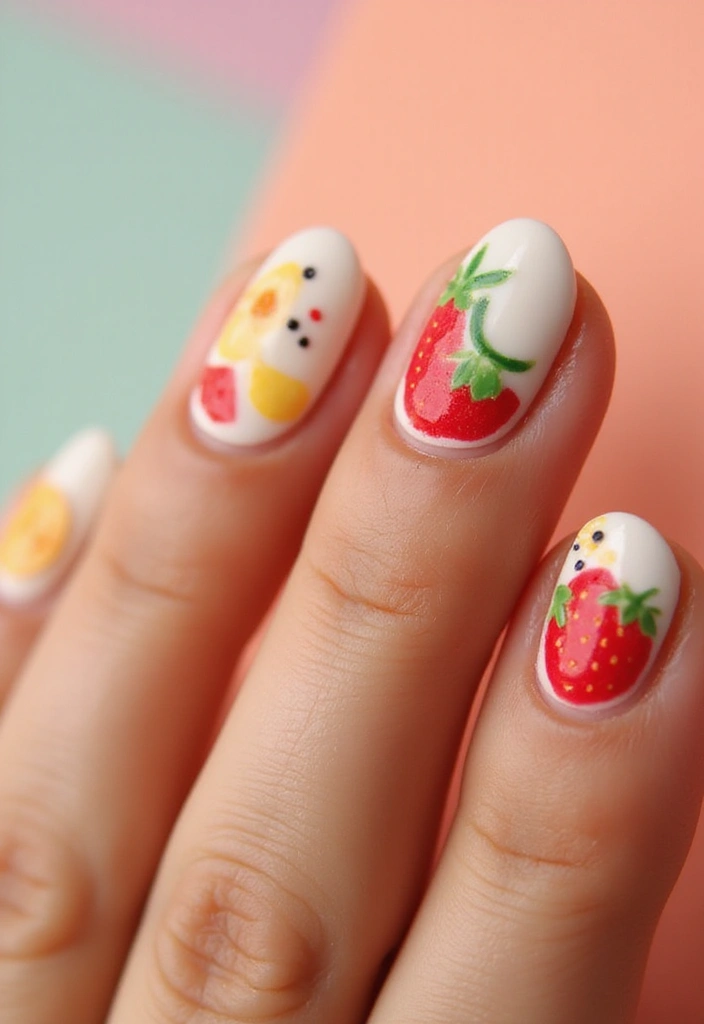 50 Creative Nail Polish Ideas for Colorful Explosions - 1. Fruit-Inspired Nail Art