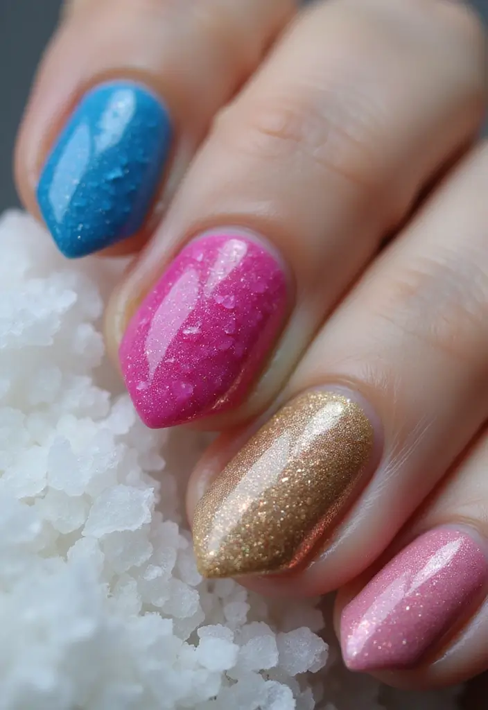 50 Creative Nail Polish Ideas for Colorful Explosions - 15. Textured Nail Art with Salt
